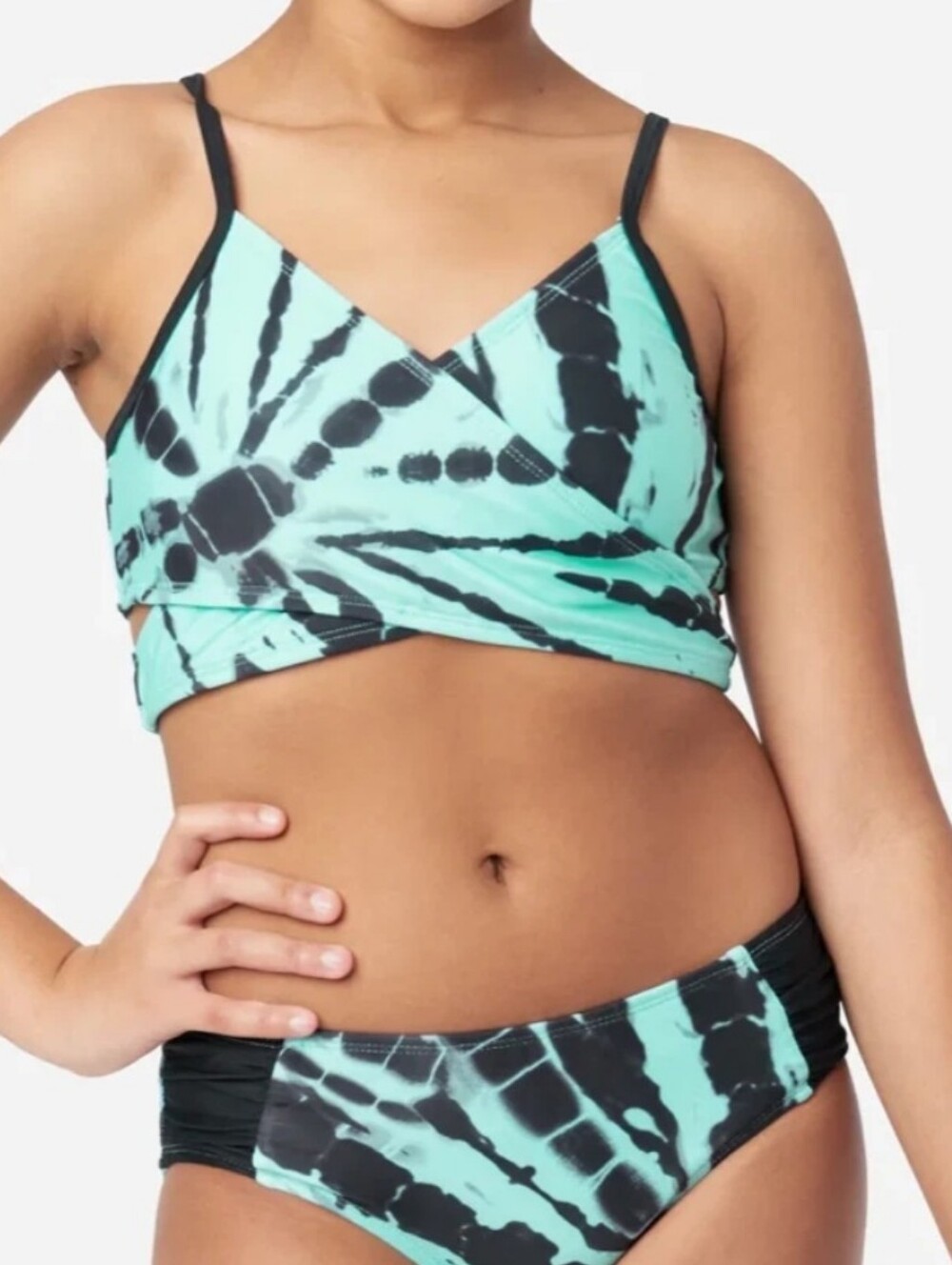 Justice Aqua and Black Tie-Dye  2PC Swim Set Size XL 16-18 NWT